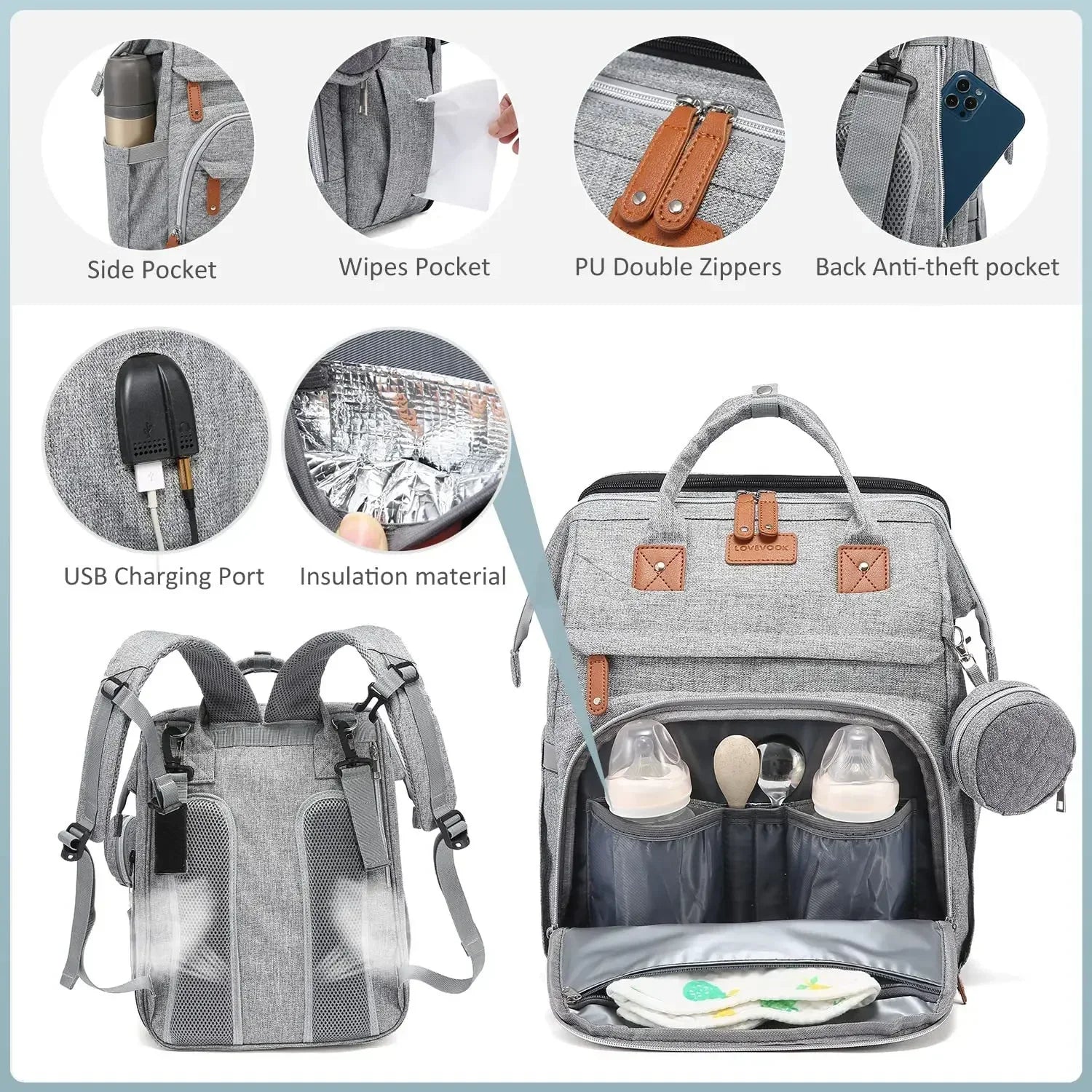 Baby Changing Bag with Foldable Crib